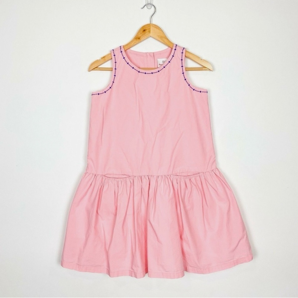 Hanna Andersson Size 5/ 110 Pink Pocket Dress Drop Waist 100% Cotton